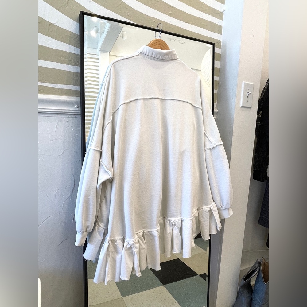 Free People oversized white cotton button down sweater high low free size - Picture 5 of 9